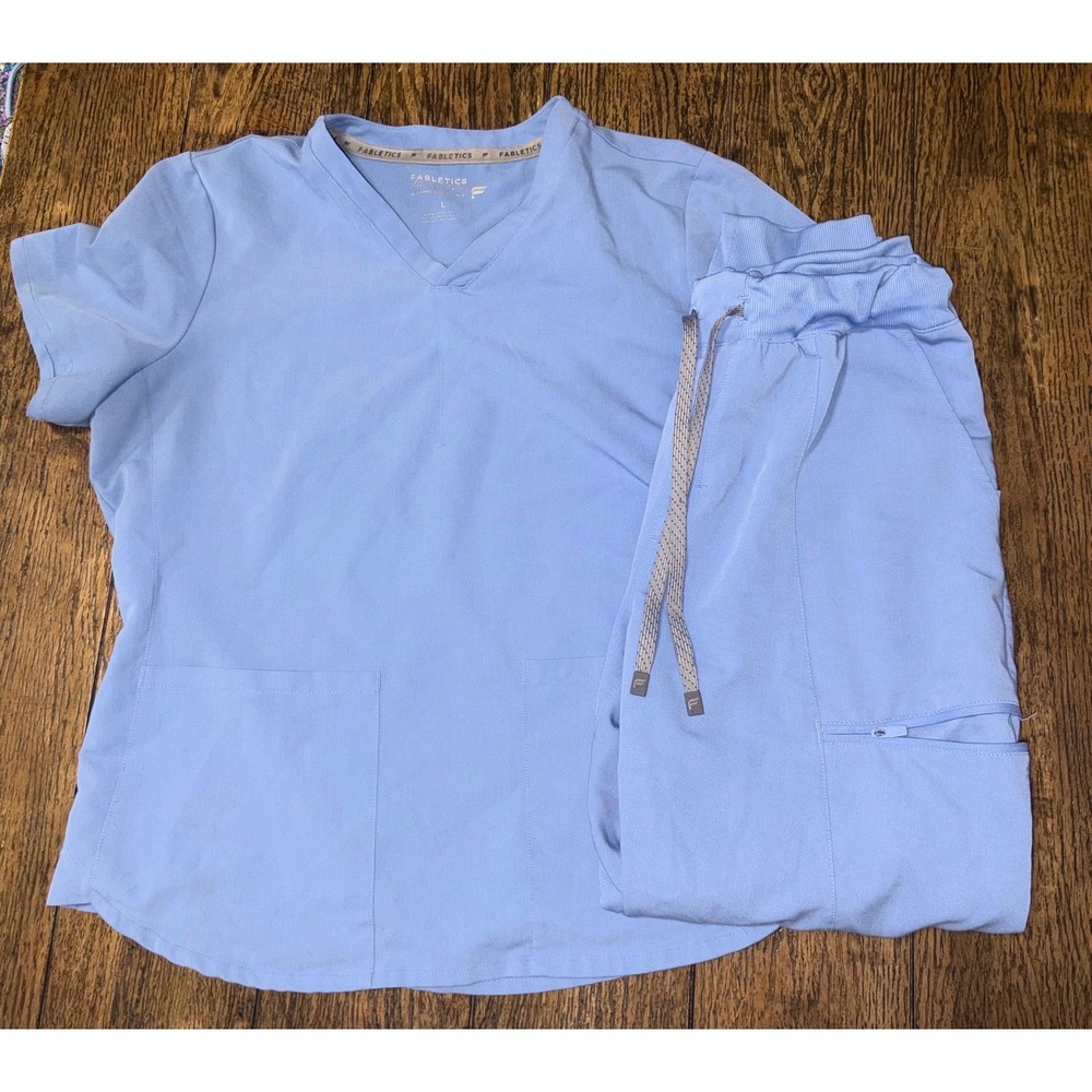 Fabletics women's scrub set blue size large